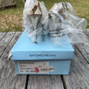 Antonio Melani Sierra Sand Gold Beaded Platform Slingback Heels Pumps Size 6M